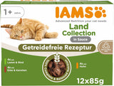 IAMS Delights Land Collection Kornfrit våd kattefoder - Kødsortspakke Multipack Kornfrit vådfoder til katte 1 år og derover 12 x 85 g