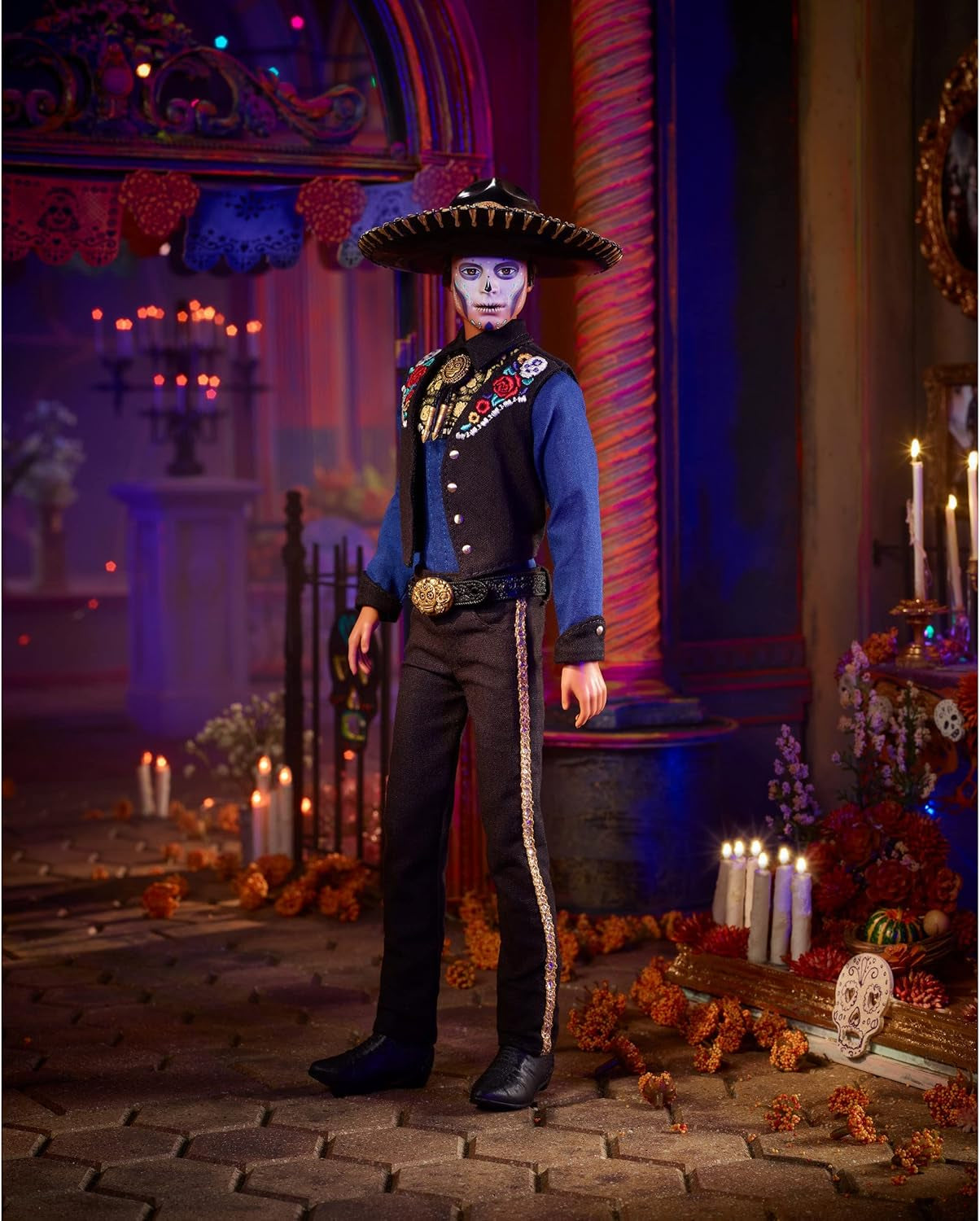Ken Barbie 2022 Día De Muertos dukke med skjorte, vest og sombrero, Calavera ansigtsmaling, gave til samlere