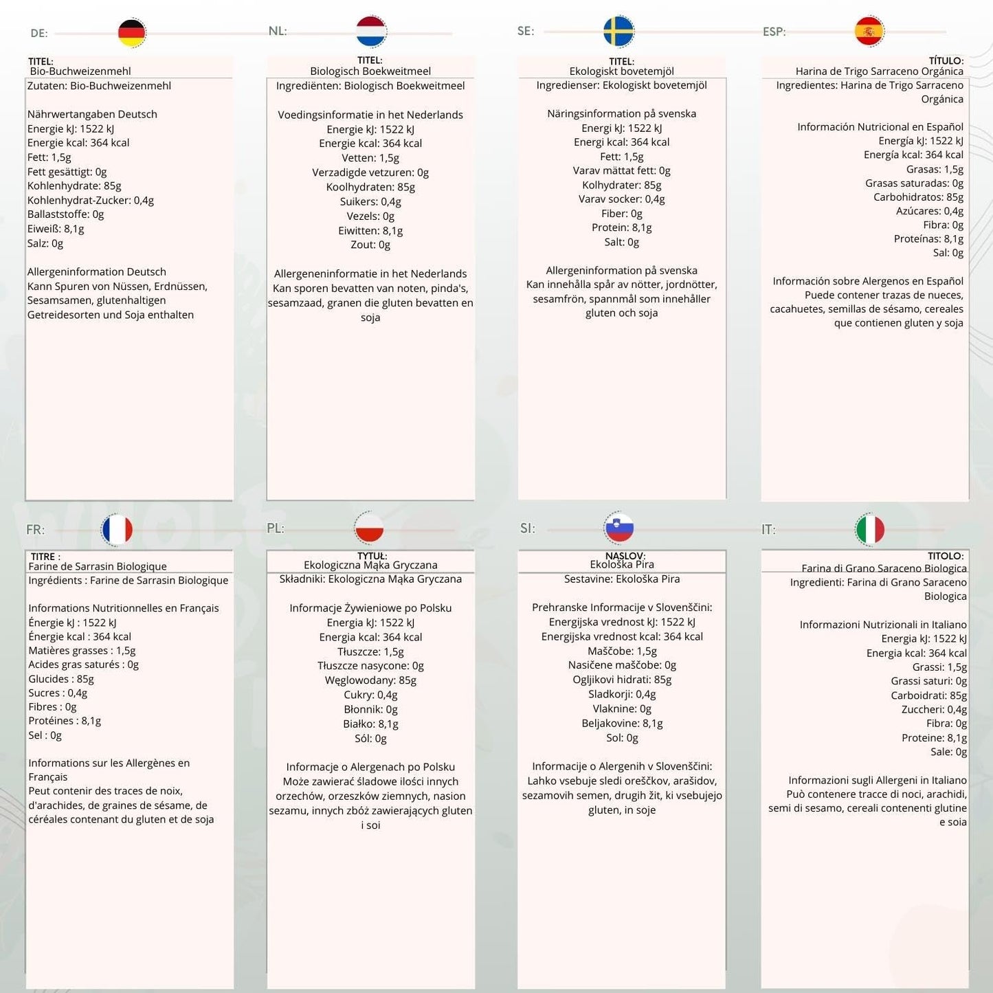 Wholefood Jord Økologisk Boghvedemel 1kg | Grusom | Ikke-GMO | Vegansk | Certificeret økologisk