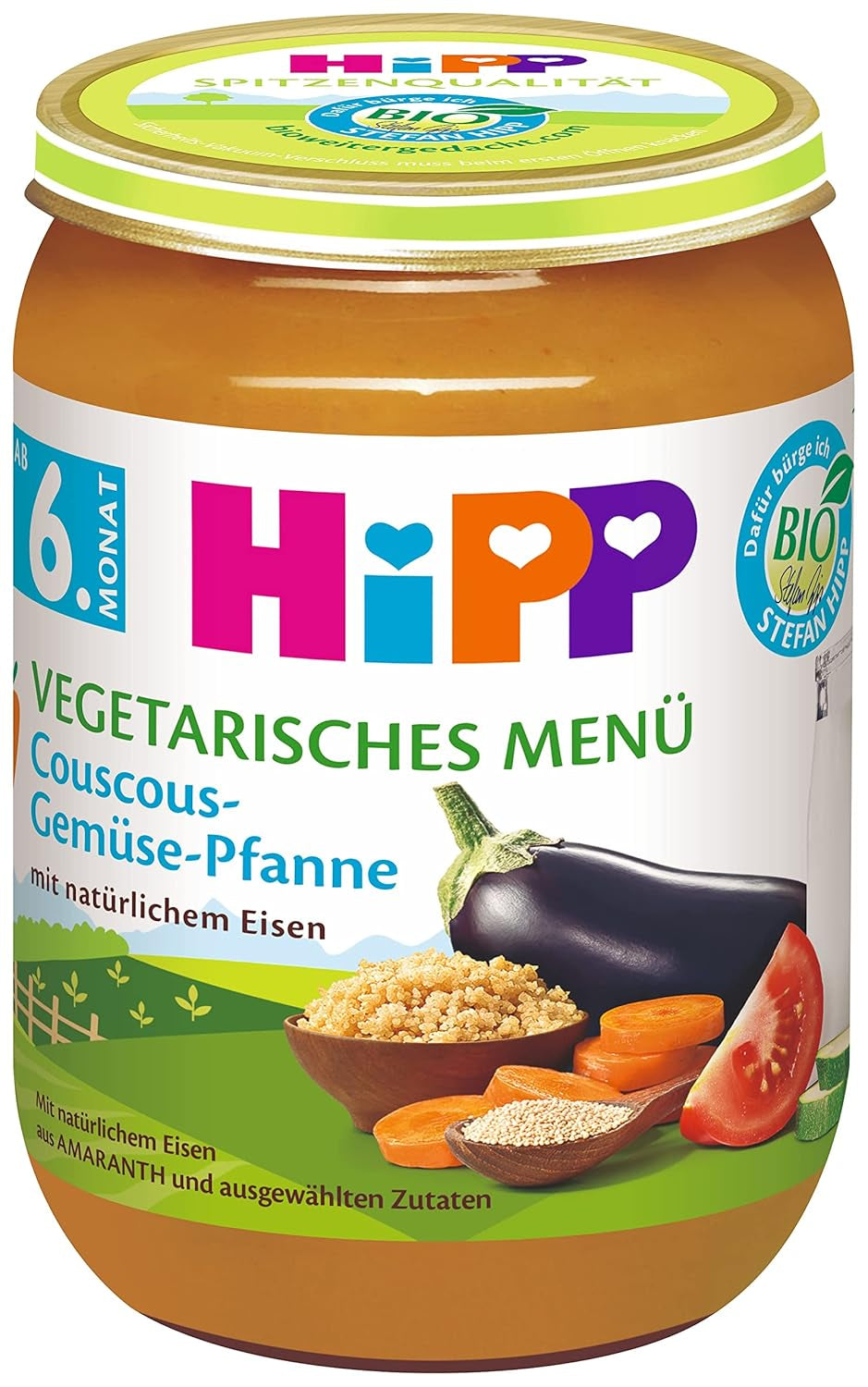 HiPP økologiske måltider fra 6 måneders couscous og sauterede grøntsager, pakke med 6