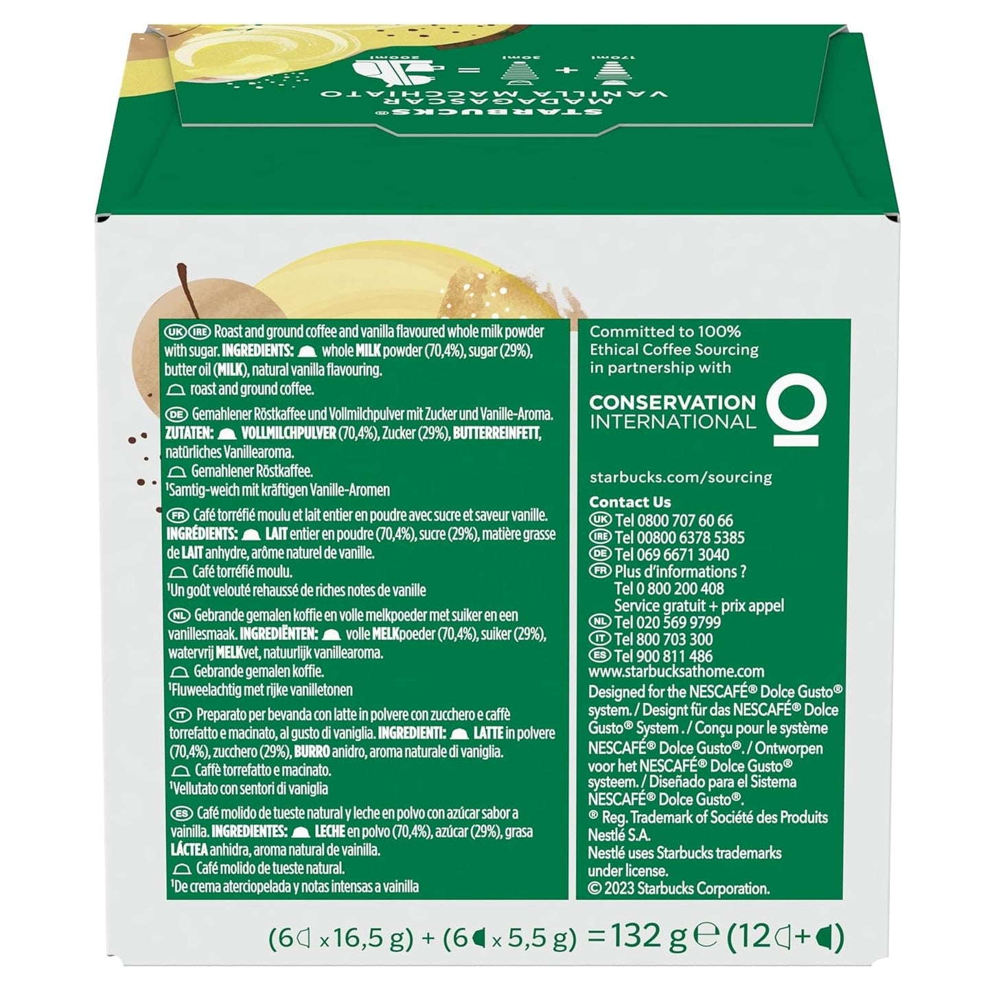 STARBUCKS Vanilla Macchiato af Nescafé Dolce Gusto Kaffeekapseln 6 x 12 (72 Kapseln)