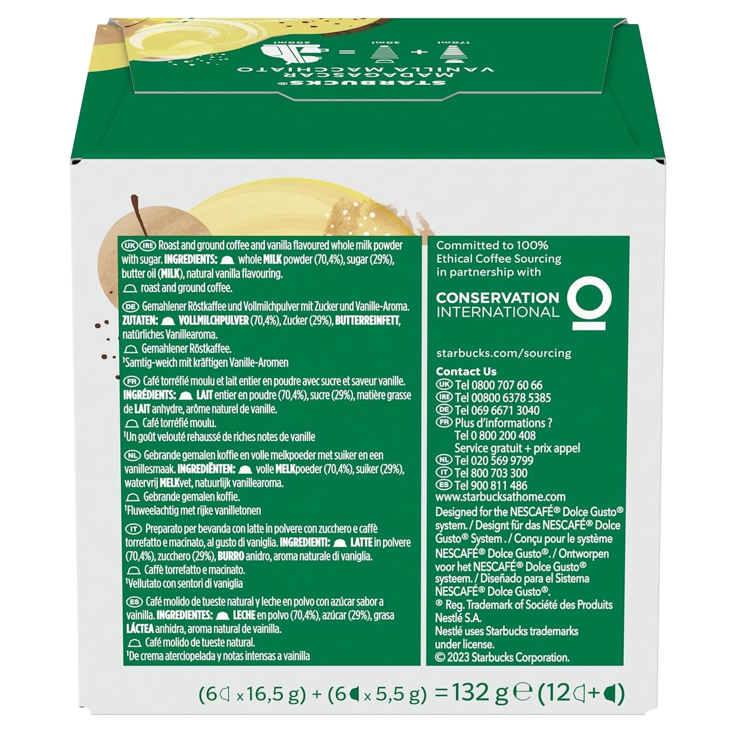 STARBUCKS Vanilla Macchiato af Nescafé Dolce Gusto Kaffeekapseln 6 x 12 (72 Kapseln)