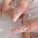 Mini Butterfly Zircon Nail Nøgleringe Y2K Hvid Champagne Pink Rhinestone Krystal Sommerfugl Nøgleringe Negle 3D Butterfly Nail Design Nøgleringe Butterfly Negle Dekoration Nail Art Nøgleringe Negle Accessories