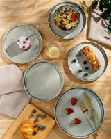 GBhome keramisk porcelænssæt til 6 personer 18 stykker Reactive Glaze Håndlavet porcelænsservicesæt Mikrobølge- og opvaskemaskine Tåler skål- og tallerkensæt