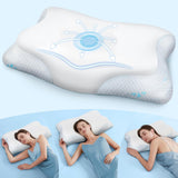 Cloudétoile Nakkepude Memory Foam Pude - 2 i 1 Ergonomisk ortopædisk pude Visco Foam Pude Side Sleeper Nakkestøtte Pude Højde Justerbar Memory Foam Pude Hvid 64X38X12 Cm Cervikale ortopædiske puder Naty Shop Hvid 64X38X12 Cm