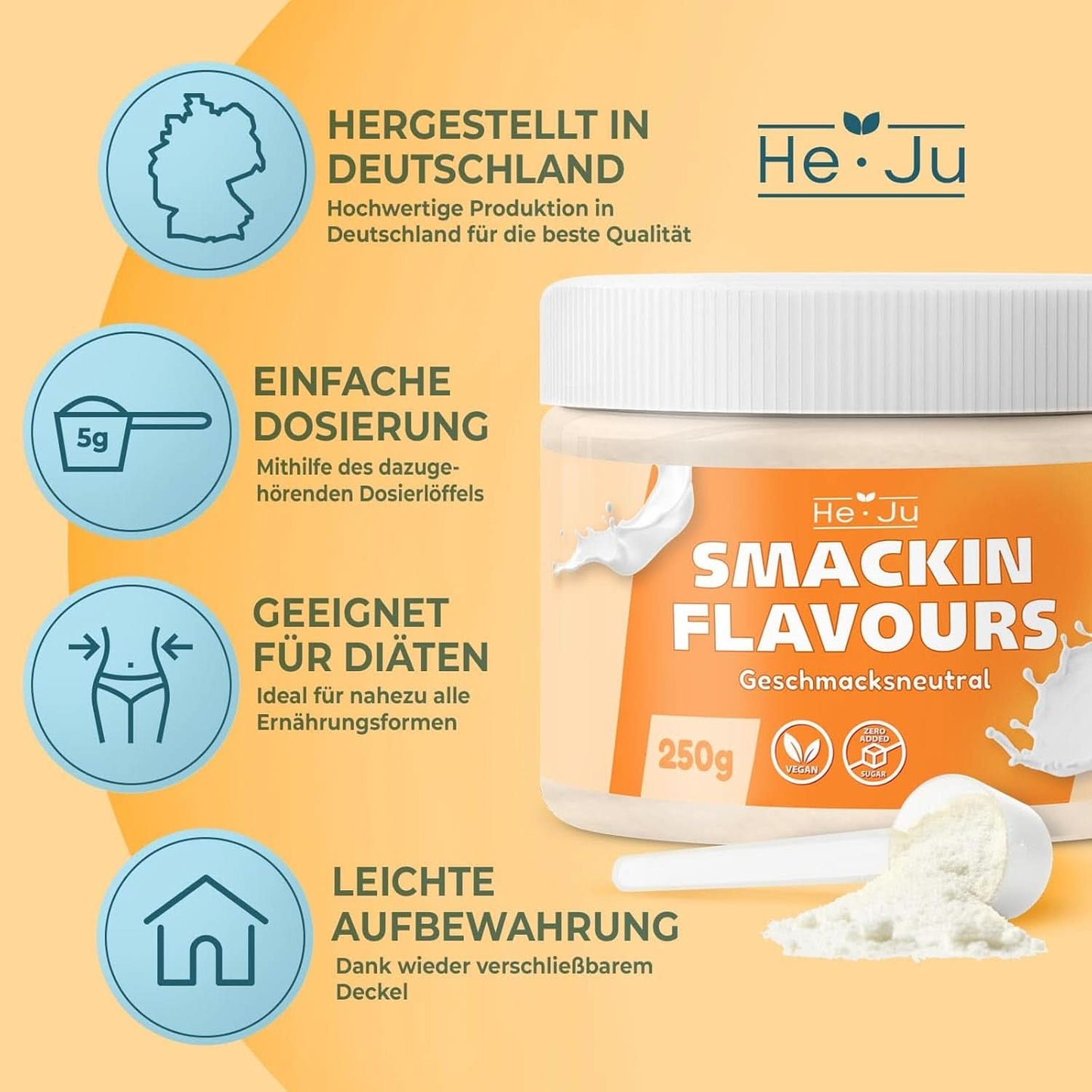He-Ju, Pulver med neutral smag, 250 gram Aromas Naty Shop