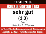 CASO Selection C 10 Thermo Design kaffemaskine – Rustfrit stålhus, 1,2 l isotermisk karaffel (10 kopper), berøringsknapper og timer, Aroma PLUS funktion, permanent filter, anti-dryp filter
