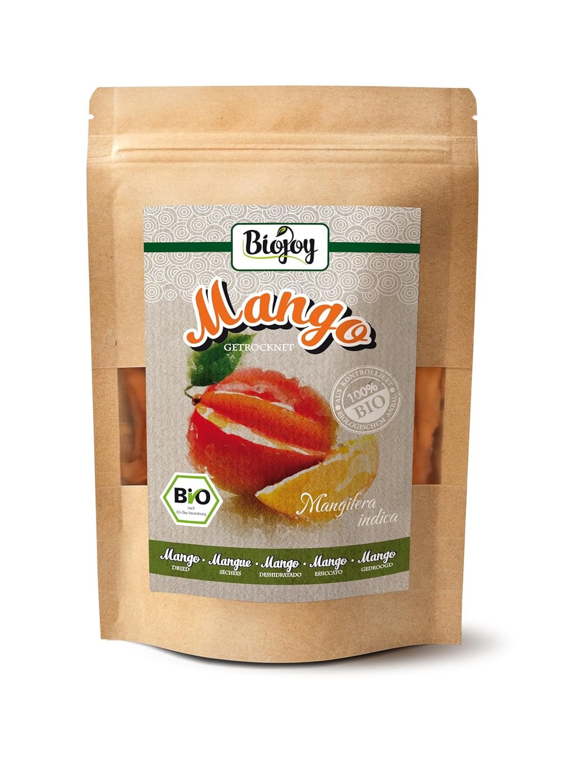 Biojoy BIO tørret mango (1 kg), usvovlede Naty Shop dehydrerede produkter 250 G