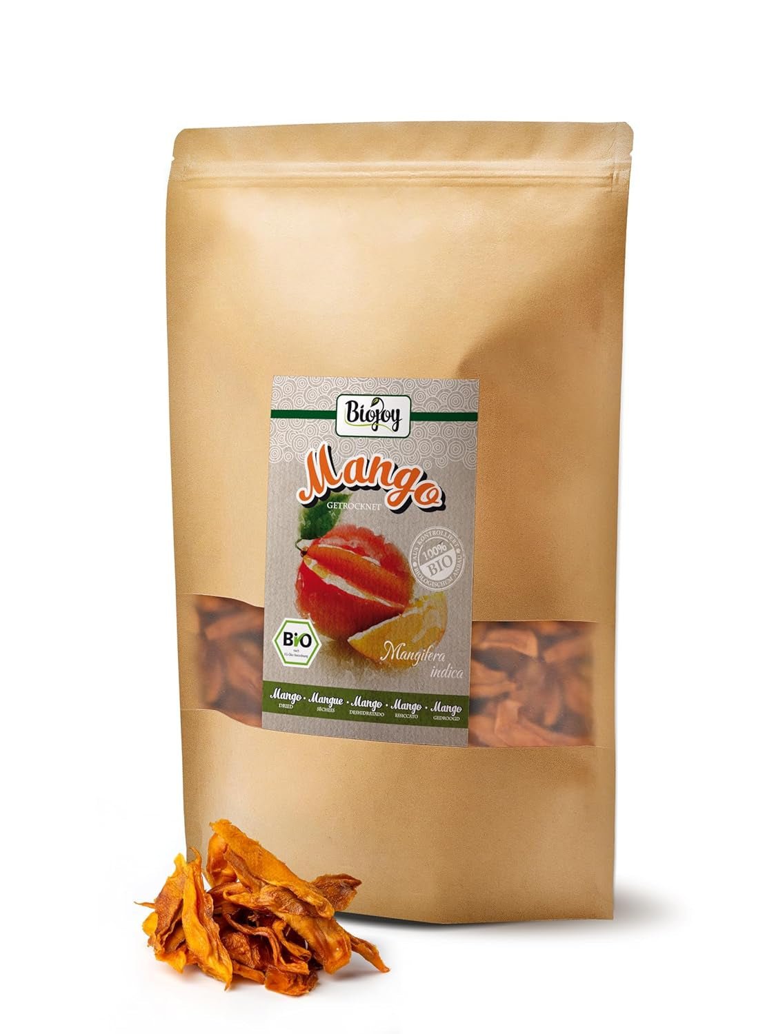 Biojoy BIO tørret mango (1 kg), usvovlede Naty Shop dehydrerede produkter