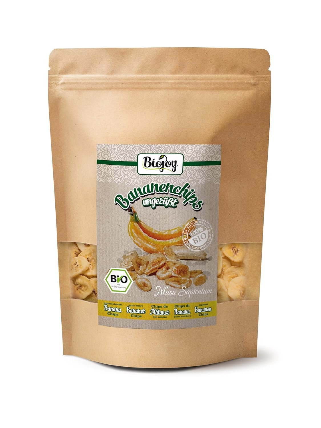 Biojoy økologiske bananchips (500 g), tørrede og usvovlede Dehydrerede produkter Naty Shop 250 G