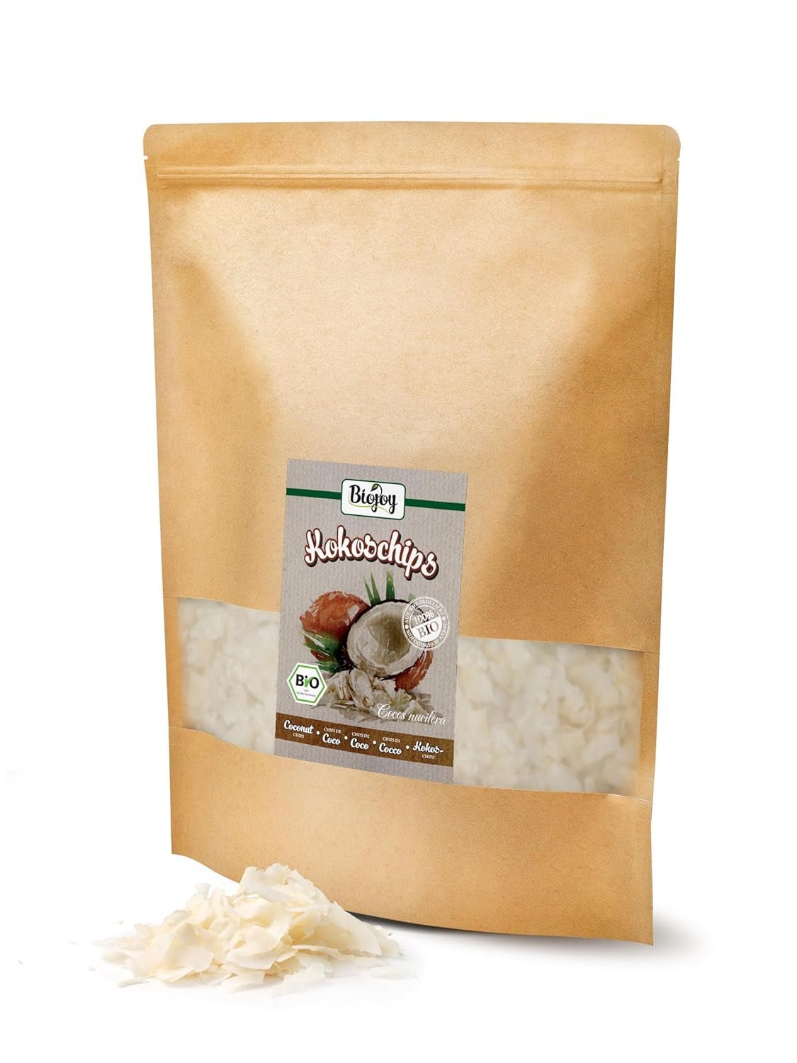 Biojoy økologiske tørrede kokoschips (1 kg), usødede og ustegte Dehydrerede produkter Naty Shop