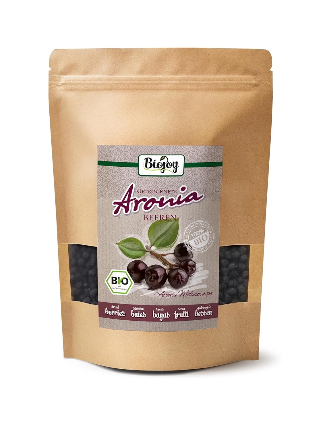 Biojoy økologiske aronia frugter (1 kg), tørrede og hele (Aronia melanocarpa) Dehydrerede produkter Naty Shop 500 G
