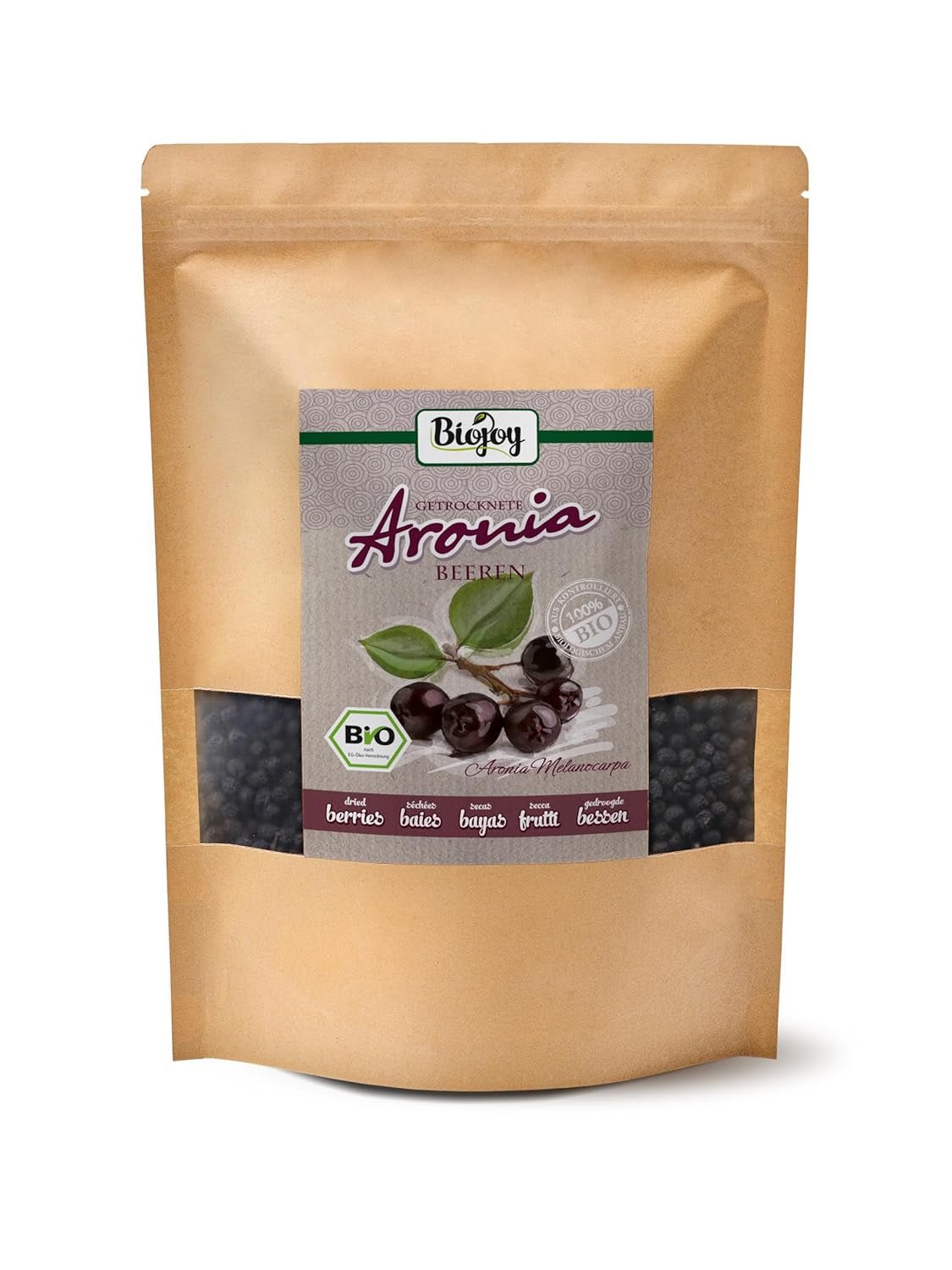 Biojoy økologiske aronia frugter (1 kg), tørrede og hele (Aronia melanocarpa) Dehydrerede produkter Naty Shop 1 kg (1 pakke)