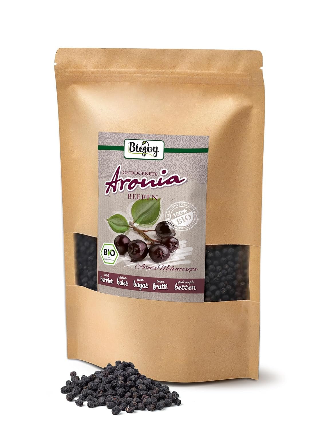 Biojoy økologiske aroniafrugter (1 kg), tørrede og hele (Aronia melanocarpa) Dehydrerede produkter Naty Shop