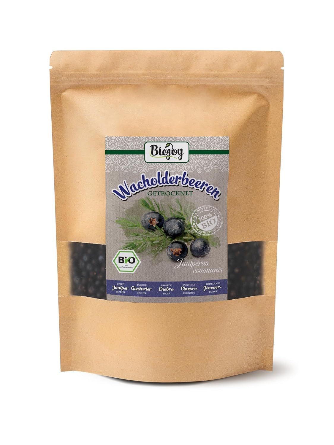 Biojoy økologisk enebærfrugt (250 g), tørret og hel, uden tilsætningsstoffer (Juniperus communis) Dehydrerede produkter Naty Shop 500 G (1 pakke)