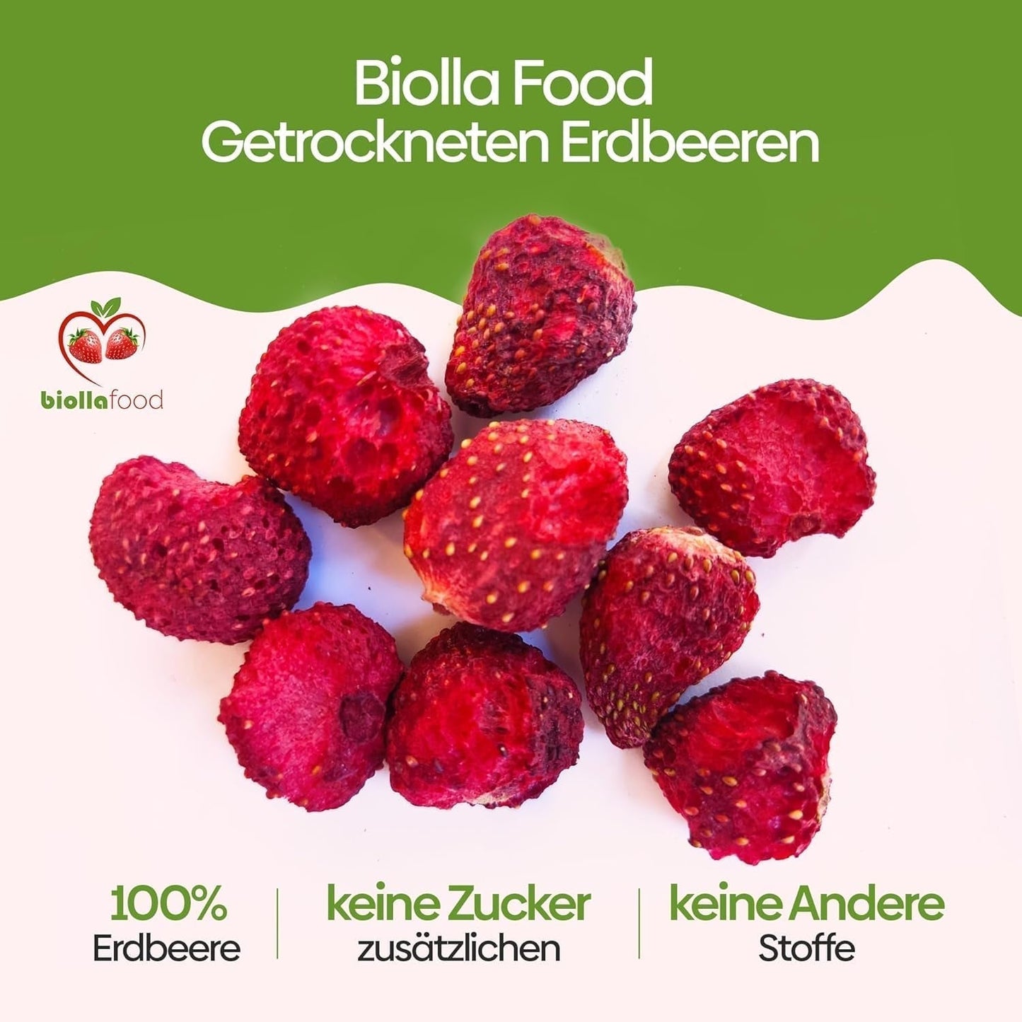 biolla food hele tørrede jordbær, 0,5 kg, 100% naturlig. Sunde snacks til børn. Ideel til smoothies, havremüsli, te og grød. Lang holdbarhed. VEGAN, GLUTENFRI, RAW FOOD Naty Shop Dehydrerede produkter