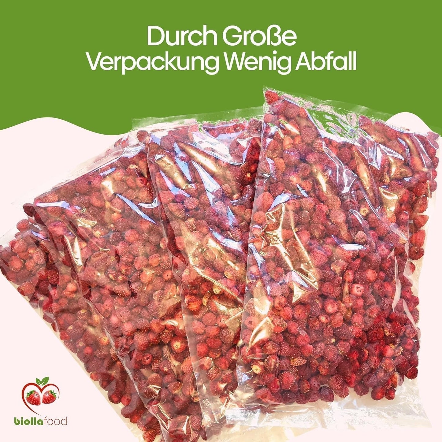 biolla food hele tørrede jordbær, 0,5 kg, 100% naturlig. Sunde snacks til børn. Ideel til smoothies, havremüsli, te og grød. Lang holdbarhed. VEGAN, GLUTENFRI, RAW FOOD Naty Shop Dehydrerede produkter