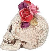 Boland 73089 - Kranie med roser dekoration, kranie med blomsterkrans, bordpynt til halloween og karneval, Dia de los Muertos statuetter og skulpturer Naty Shop