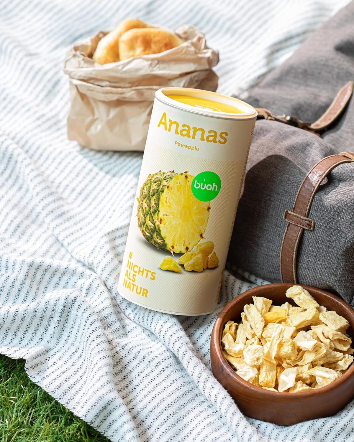 BUAH® Frysetørret ananas | Ananaschips som snack eller til müsli og desserter | Ideel erstatning for slik | Vegansk og uden tilsat sukker | 100% frysetørret frugt | 200 g Naty Shop dehydrerede produkter