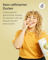 BUAH® Frysetørret ananas | Ananaschips som snack eller til müsli og desserter | Ideel erstatning for slik | Vegansk og uden tilsat sukker | 100% frysetørret frugt | 200 g Naty Shop dehydrerede produkter