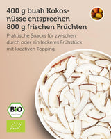 BUAH® tørrede kokoschips | Økologiske kokoschips, snack, müsli og bagning af kokoschips | Ideel erstatning for slik | Vegansk og uden tilsat sukker | 400g Naty Shop dehydrerede produkter