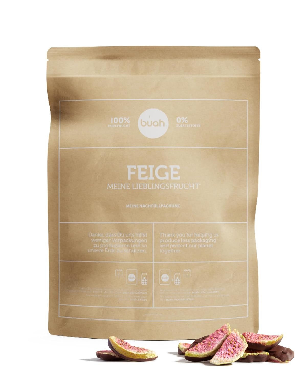 BUAH® Frysetørrede figner | Figenchips Som snack, til müsli og desserter | Ideel erstatning for slik | Vegansk og uden tilsat sukker | 220g Naty Shop dehydrerede produkter 410 G