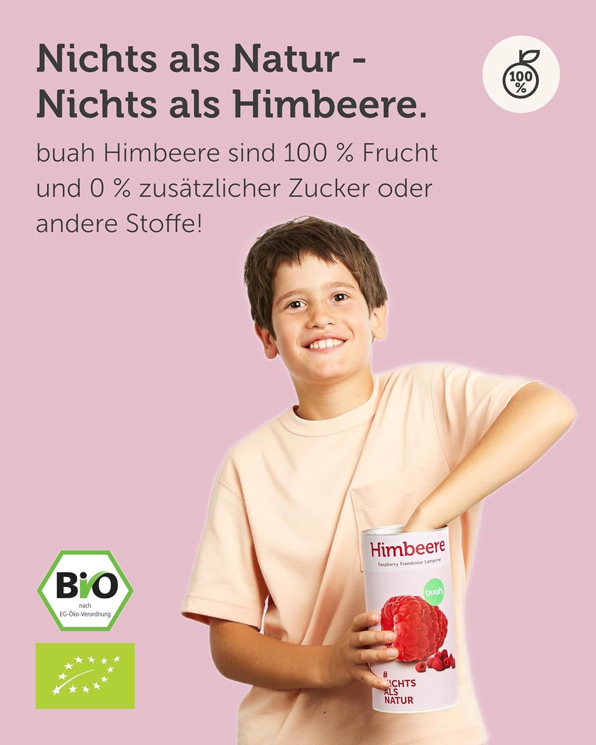 BUAH® Økologisk frysetørret hindbær | hindbærchips som snack, til müsli og desserter | ideel erstatning for slik | vegansk og uden tilsat sukker | 120g Naty Shop dehydrerede produkter