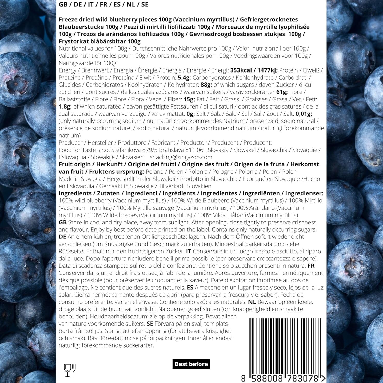 Tørrede tranebærstykker | 100% Vaccinium Myrtillus frysetørrede vilde blåbær | Vilde blåbærpulver Blåbærfrugtpulver Frysetørret Frysetørret Tørrede blåbær Dehydrerede produkter Naty Shop