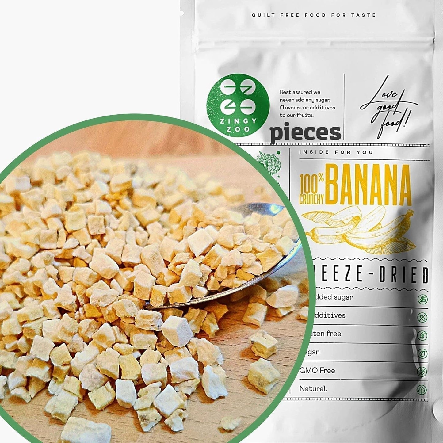 Frysetørrede bananstykker | Tørrede bananer uden sukker | Frysetørrede bananer Bananer med tørret frugt | Friske frysetørrede bananer | Frysetørret frugt Bananstykker Dehydrerede produkter Naty Shop Standardtitel