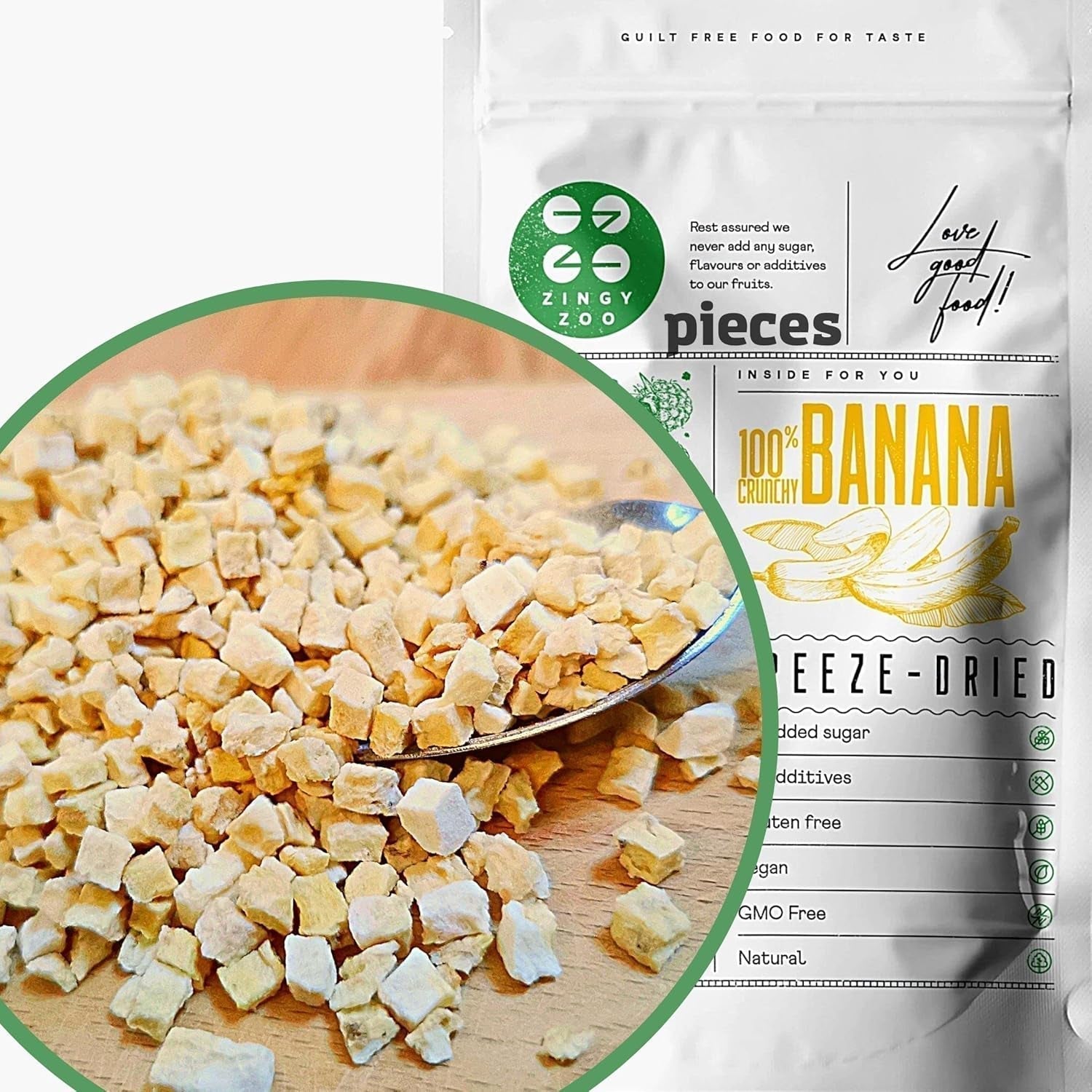 Frysetørrede bananstykker | Tørrede bananer uden sukker | Frysetørrede bananer Bananer med tørret frugt | Friske frysetørrede bananer | Frysetørret frugt Bananstykker Dehydrerede produkter Naty Shop Standardtitel
