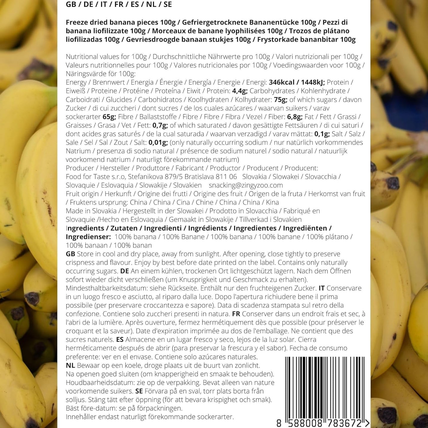 Frysetørrede bananstykker | Tørrede bananer uden sukker | Frysetørrede bananer Bananer med tørret frugt | Friske frysetørrede bananer | Bananstykker med frysetørret frugt Naty Shop dehydrerede produkter