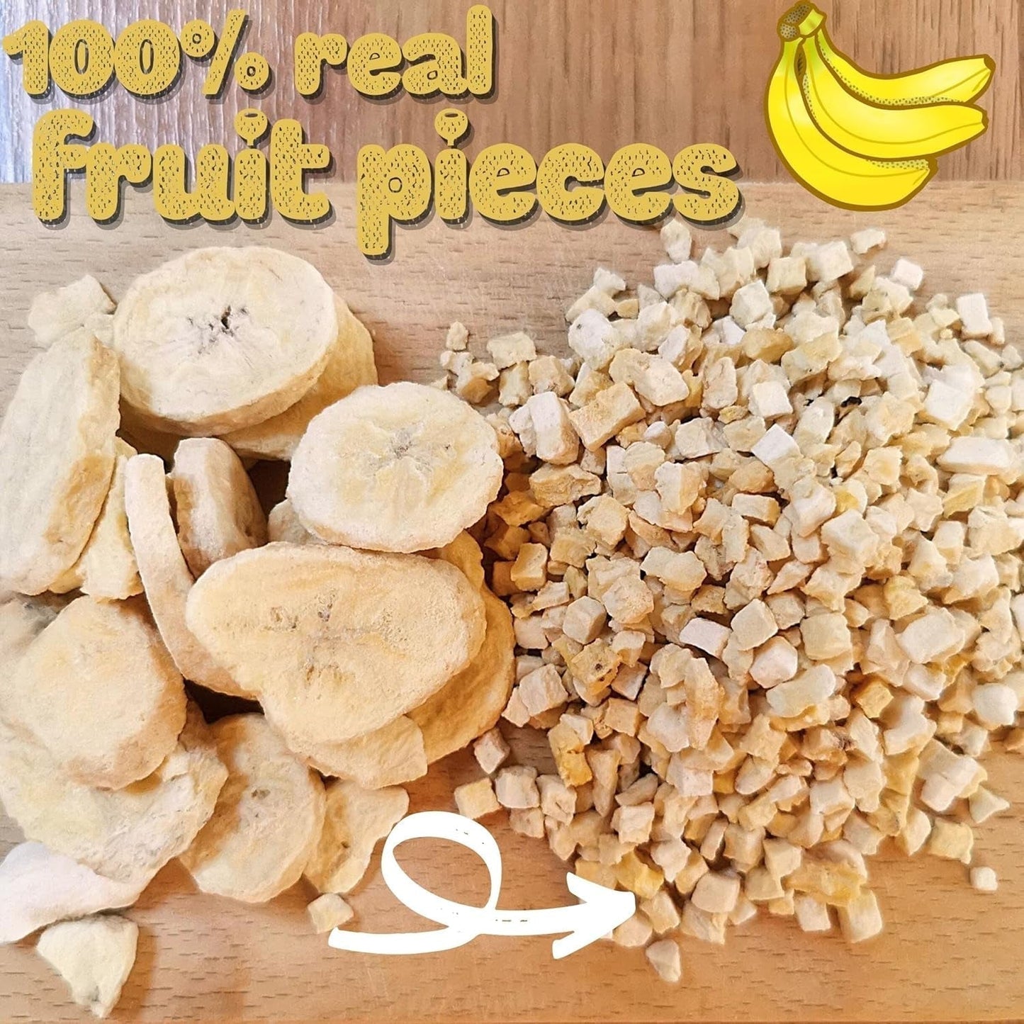 Frysetørrede bananstykker | Tørrede bananer uden sukker | Frysetørrede bananer Bananer med tørret frugt | Friske frysetørrede bananer | Bananstykker med frysetørret frugt Naty Shop dehydrerede produkter