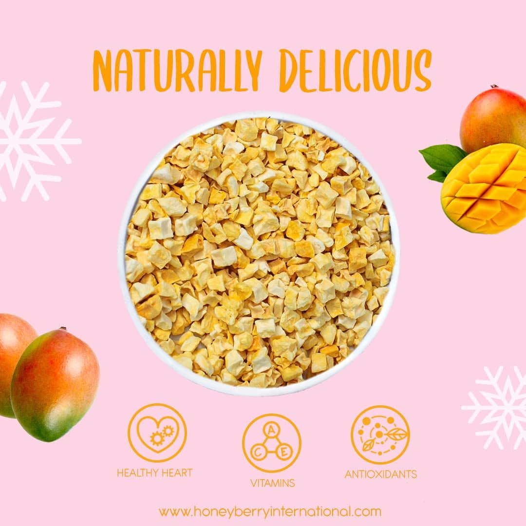 Frysetørrede mangostykker 100g - Frysetørret frugt - Frysetørret tørret frugt - Tørret mango - Perfekt til snacks, bagning, müsli, smoothies og desserter Tørrede produkter Naty Shop