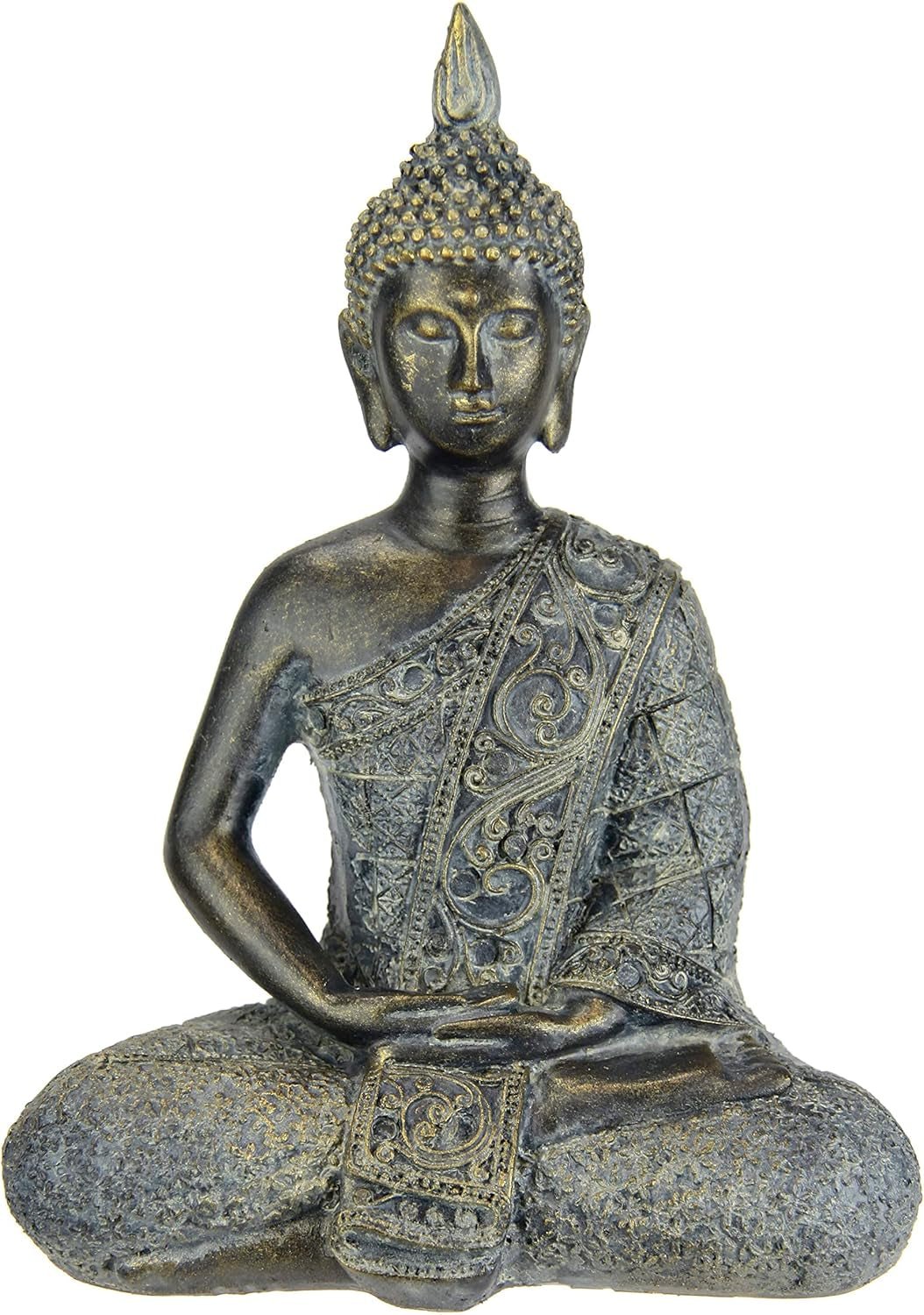 Buddha figur meditere siddende statue figurer skulptur buste statue ornament Buddha figur Feng Shui dekoration haveterrasse balkon dekoration Buddha statue boligtilbehør Buddha skulptur havefigur Statuetter og skulpturer Naty Shop Grå/brun Siddepladser