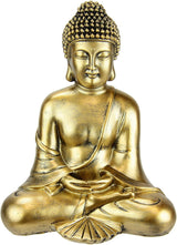 Buddha figur meditere siddende statue figurer skulptur buste statue ornament Buddha figur Feng Shui dekoration haveterrasse balkon dekoration Buddha statue boligtilbehør Buddha skulptur havefigur Statuetter og skulpturer Naty Shop Mørkt guld Placering
