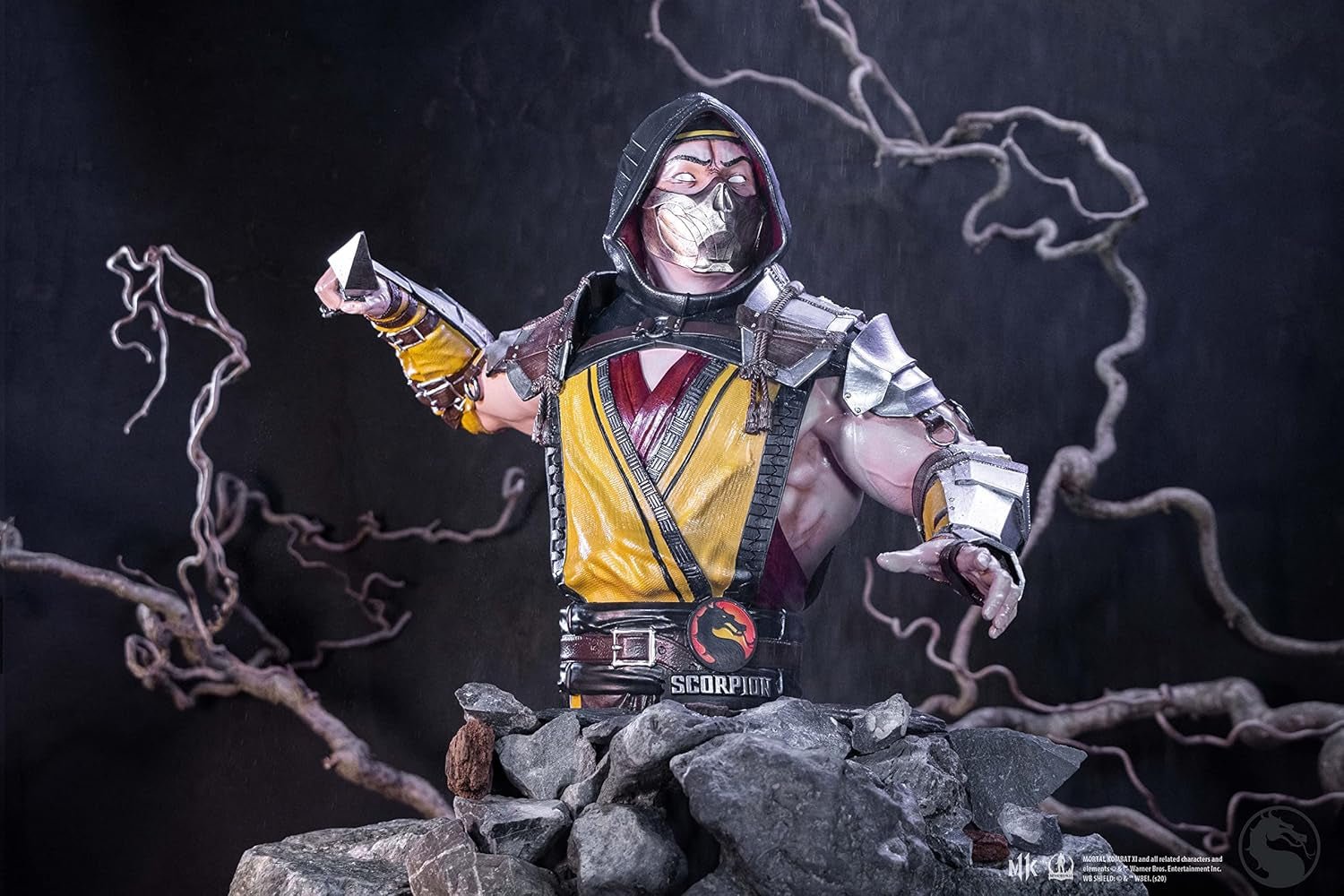 Officielt licenseret Mortal Kombat Scorpion buste, gul, 29,5 cm, statuetter og skulpturer af syntetisk harpiks Naty Shop