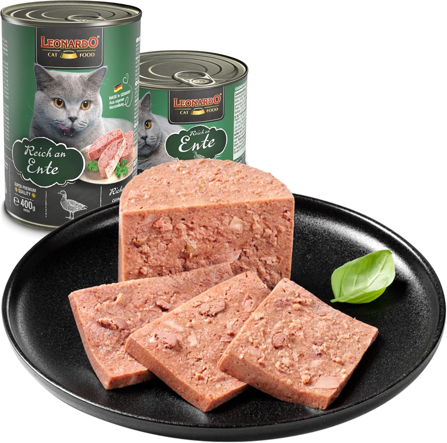 LEONARDO Wet Food [6x800g Duck] | Grain Free Wet Cat Food | Komplet våd dåsemad