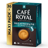 Café Royal Espresso Decaffeinato – Nespresso®-kompatible kaffekapsler, 100 % Arabica, Intensität 6/12, Rainforest Alliance, koffeinfri, 36 kapsler