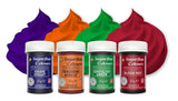Sugarflair Pasta Madfarvesæt/4 Madfarve til pasta, fondant, marcipan, sukkerpasta, smørcreme og mere: Macabre Green, Grape Purple, Blood Red