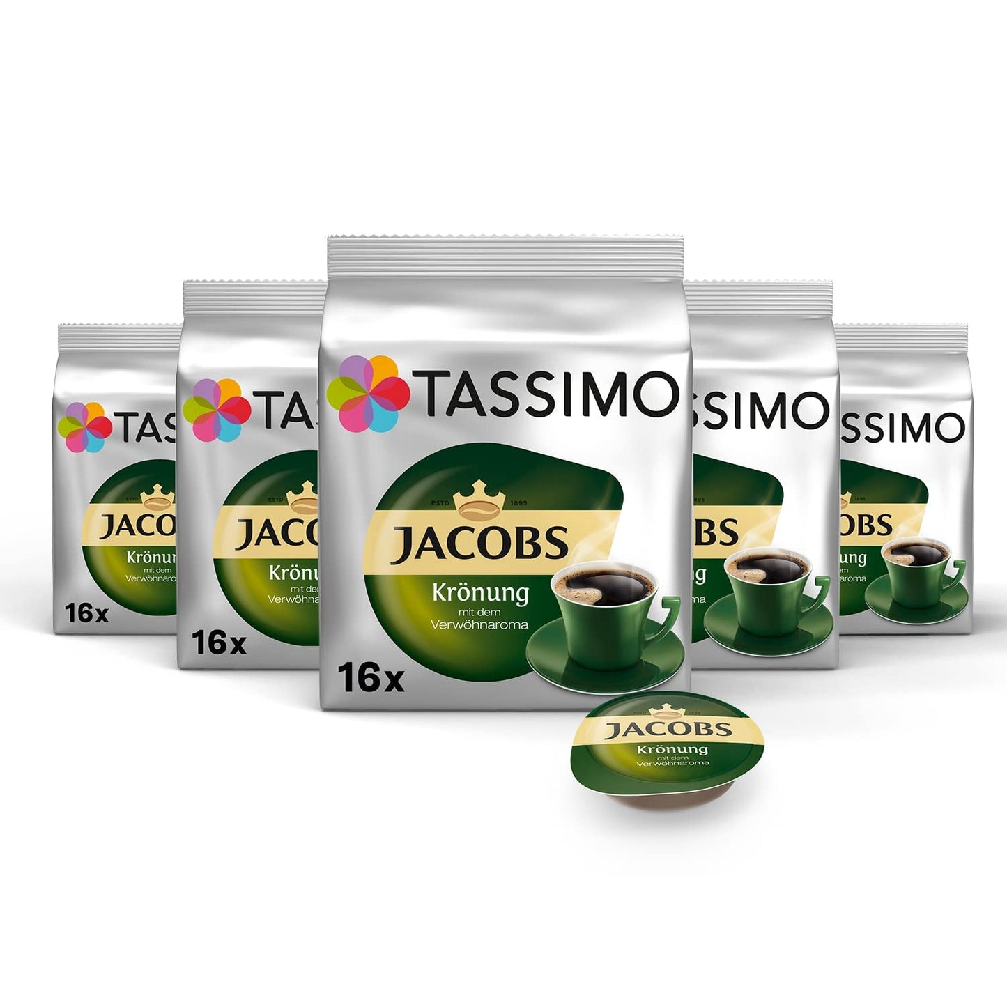 Tassimo Kapseln Jacobs Krönung, 5 x 16 puder, 80 Kaffeekapseln