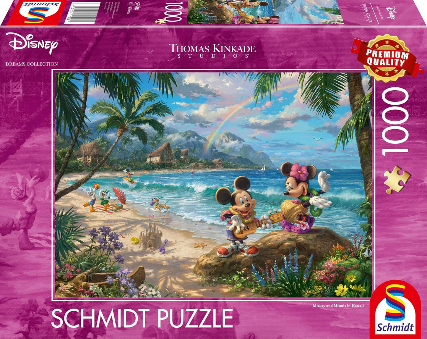 Schmidt Spiele Thomas Kinkade 57528 Disney Mickey og Minnie på Hawaii 1000 stykke puslespil Farverigt [Eksklusivt for Amazon] Puslespil Naty Shop Standardtitel