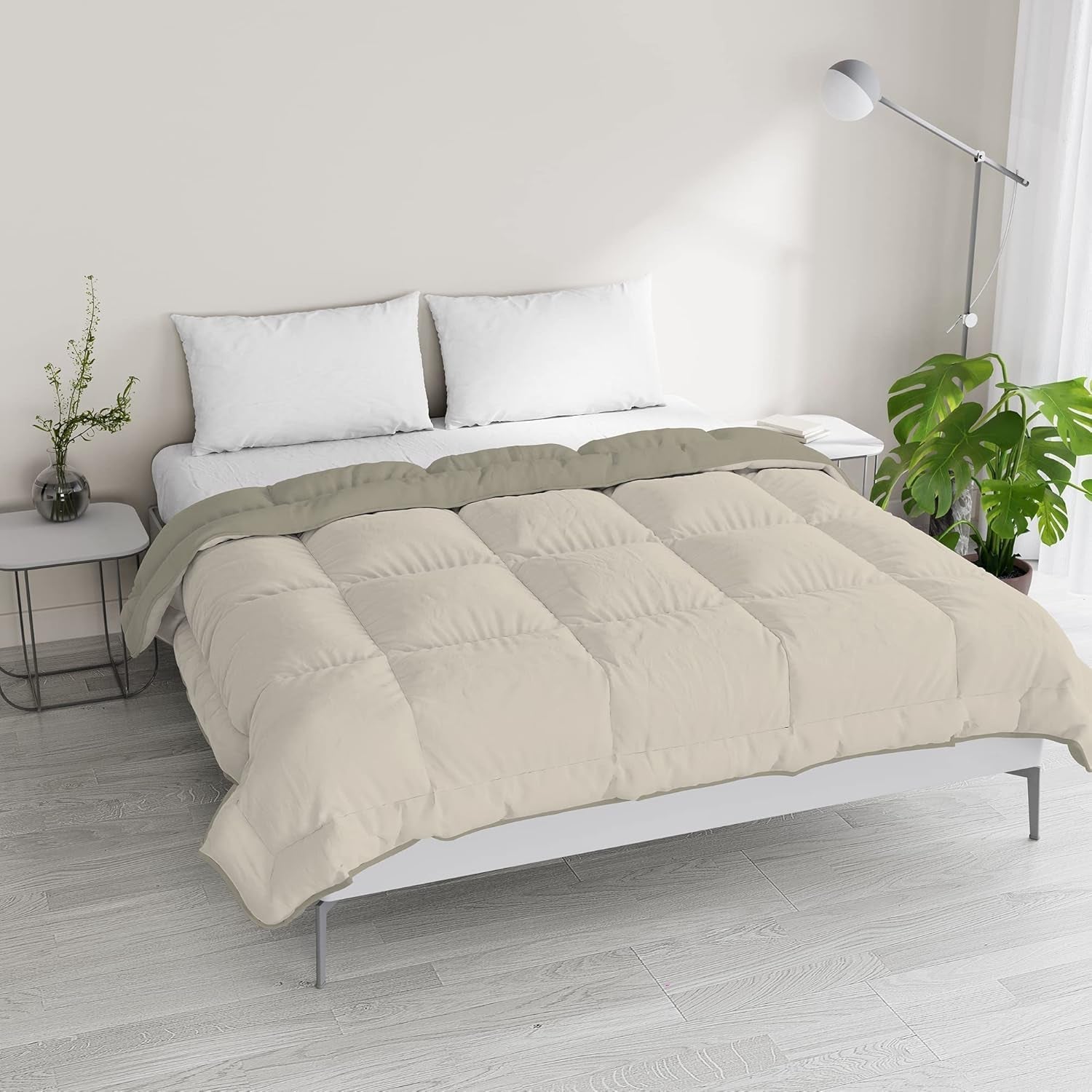 Italiensk sengetøj, vinterdyne, taupe/creme, 250X200Cm Dyner og dyner Naty Shop