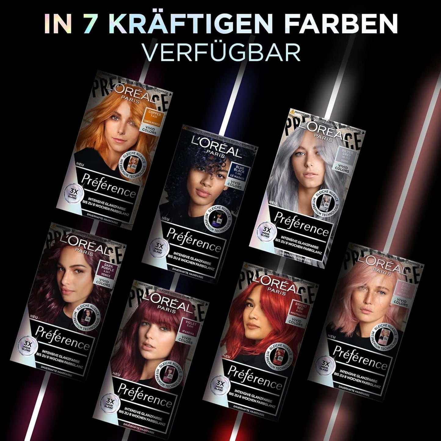 L'Oréal Paris Intensiv permanent hårfarve, Op til 8 ugers skinnende hår og intens farve, Préférence Vivid Colours, Farve: 10.112 SØLVGRÅ, 1 stk (pakke med 2) Hårfarve Naty Shop