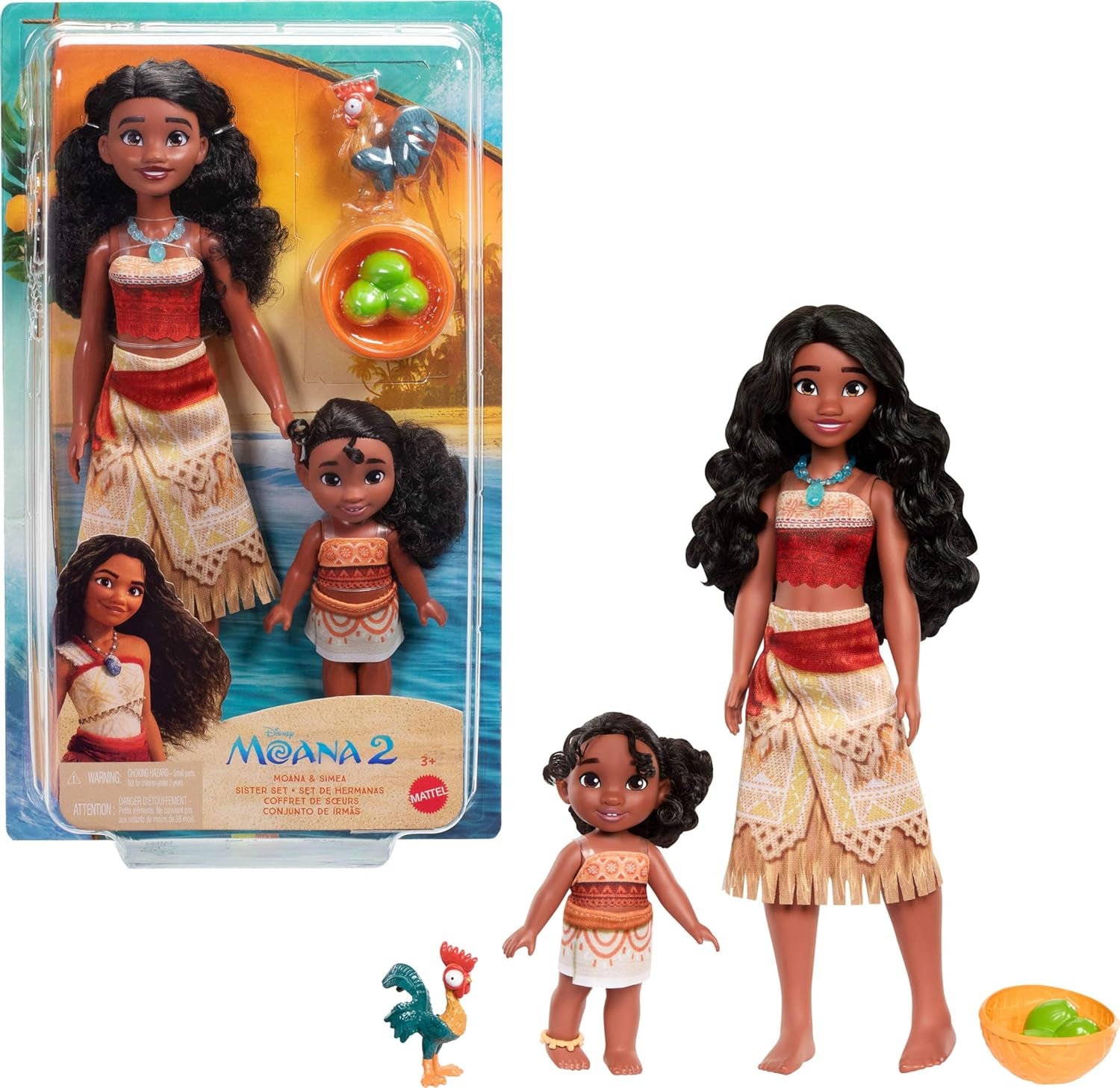 Mattel Disney Moana JBT41 Simea modedukke med ankeltilbehør 5 led og aftageligt tøj Filminspireret legetøj JBT41