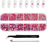 Beadsland 2500 stk Glas Nailart Strasssteine ​​​​Kristall Flatback Edelsteine ​​​​Runde, ​​Für Handwerk Gemischt 8 Größen SS4 ~ SS30 Mit Picking Pinzette Und Stift (Kristall Weiss)