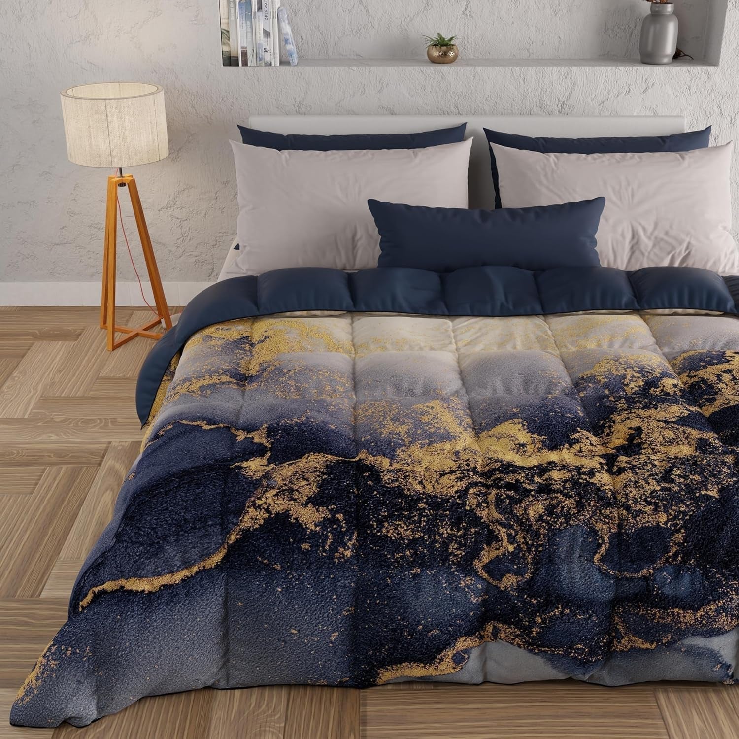 PETTI Artigiani Italiani - Vinterdyne, Vinterdyne, Enkel quilt, Dobbeltsidet, monofarvet og digitalt tryk, 100% hypoallergen mikrofiber, Made in Italy
