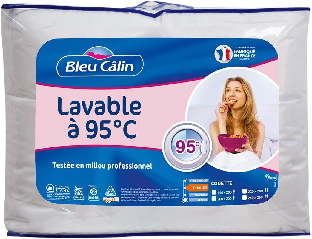 Varmdyne til 1 person, Hygiafill 95° vaskbar, professionelt testet, hvid, 140X200Cm, KBOB40 Dyner og dyner Naty Shop