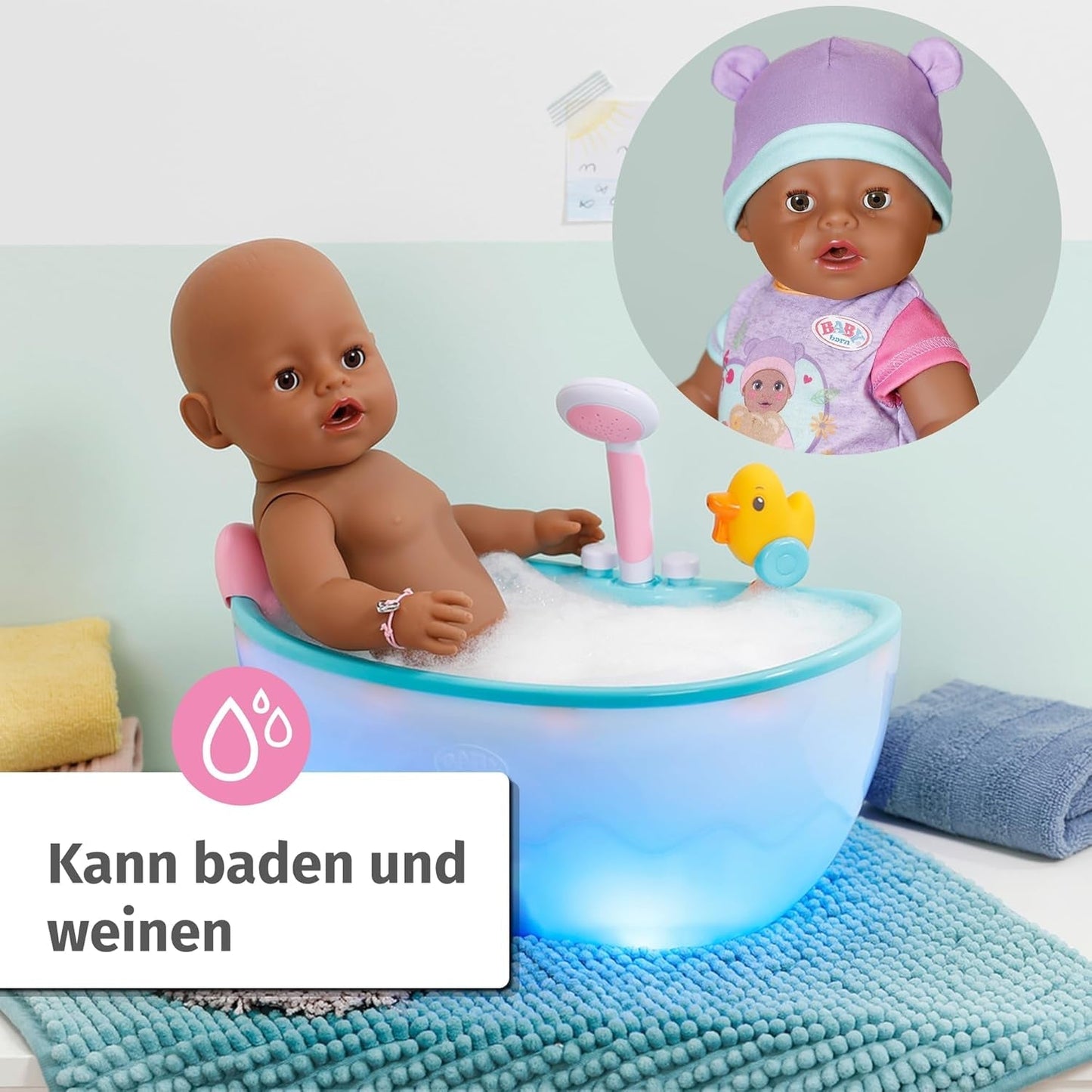 BABY Born Eva 43Cm, dukke med 10 funktioner og tilbehør, til børn fra 3 år, fungerer uden batteri, stor dukke 43Cm, 836408 Zapf Creation Dolls Naty Shop