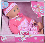 Simba 105140060 - Laura Tickle baby blød kropsdukke med regnbuemadras, laver 25 babylyde, 38 cm, dukke fra 2 år og opefter