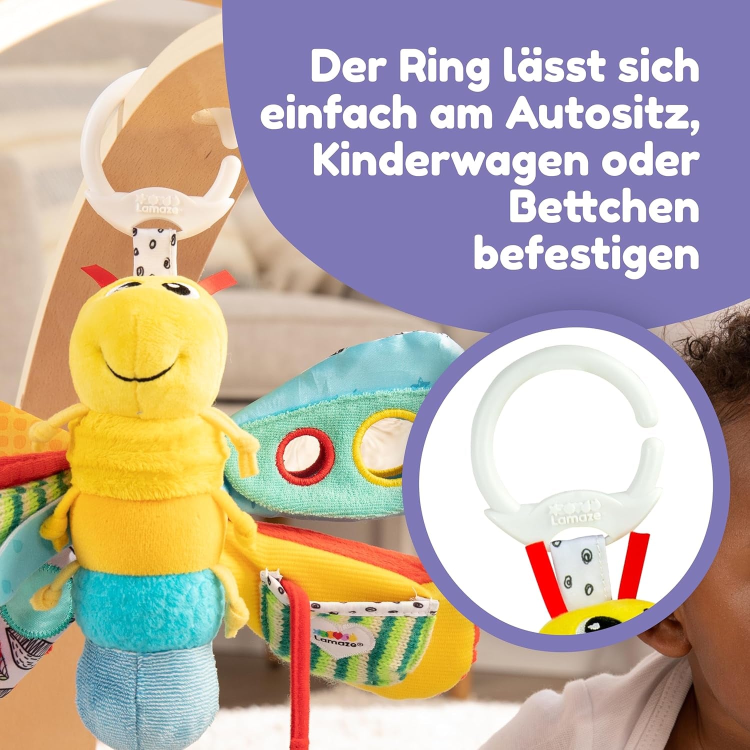 Lamaze babylegetøj "Freddie the Firefly" Clip & Go, højkvalitetslegetøj til småbørn, grebsvedhæng for at styrke forholdet mellem forældre og barn, fra 0 måneder, flere farver Bebe Toys Naty Shop